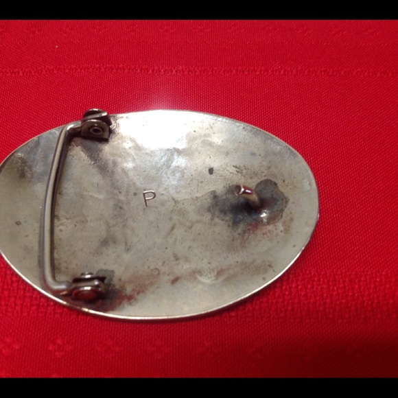 COPY - SILVER TURQUOISE & CORAL BELT BUCKLE CLOSE OUT SALE FINAL PRICE - Picture 2 of 2